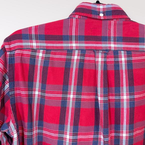 GANT Rugger Small Plaid Flannel‎ Shirt Red Country Twill Bleeker Holiday Western - Picture 4 of 9